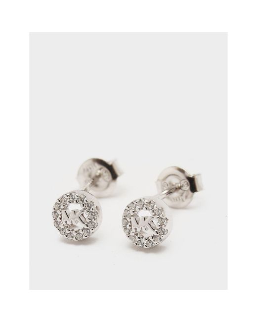 Michael Kors White Logo Stud Earrings