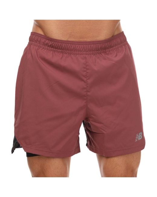 New Balance Red Accelerate Pacer 5 Inch 2-in-1 Shorts for men