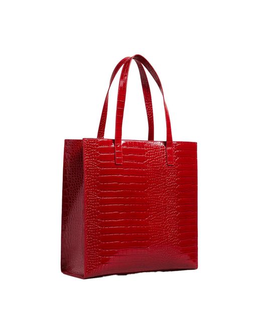 Ted Baker Red Croccon Croc Detail Large Icon Bag