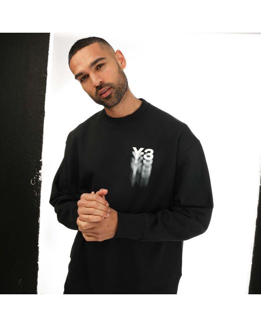 Y-3 Black Graphic Crewneck Sweatshirt for men