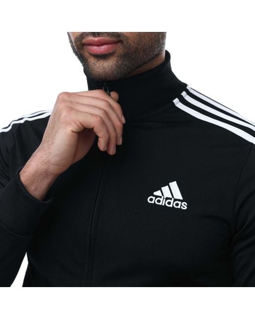 Adidas Black Basic 3 Stripe Tricot Tracksuit for men