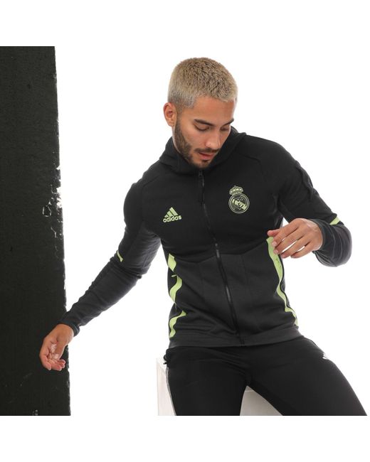 Adidas Black Real Madrid 2022/23 European Anthem Jacket for men