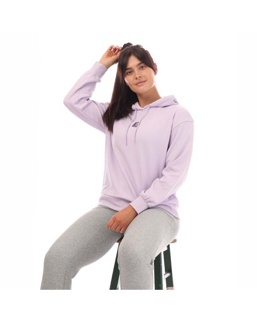 Timberland Purple Ladies Stacked Logo Loop Back Hoodie