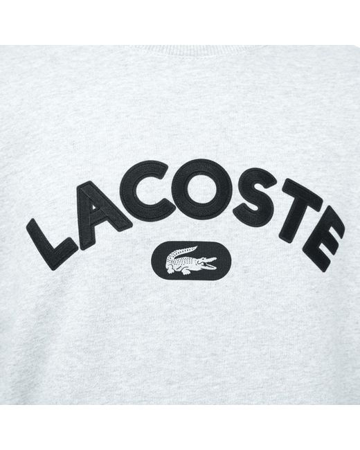 Lacoste Gray Crew Neck Branded Terry Sweatshirt for men