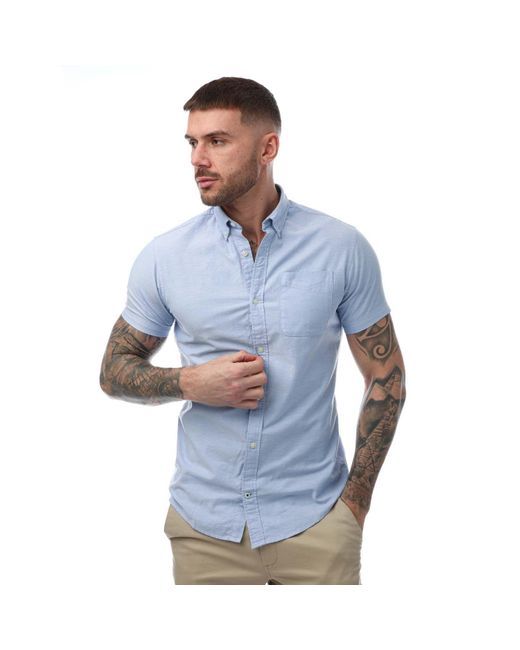 Jack & Jones Blue Oxford Short Sleeve Shirt for men