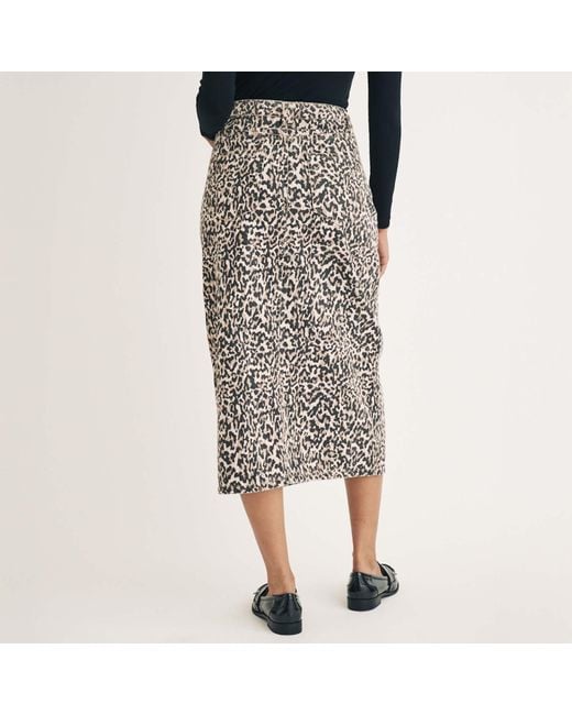 Nobody's Child Brown Nobodys Leopard Print Denim Column Midi Skirt