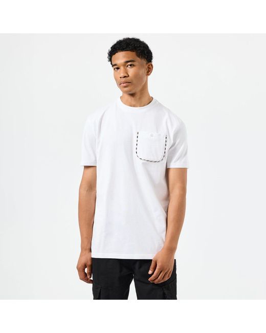 Weekend Offender White Sutton Check Detail Pocket T-Shirt for men