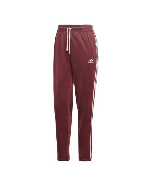 Adidas Red Essentials 3 Stripes Tracksuit