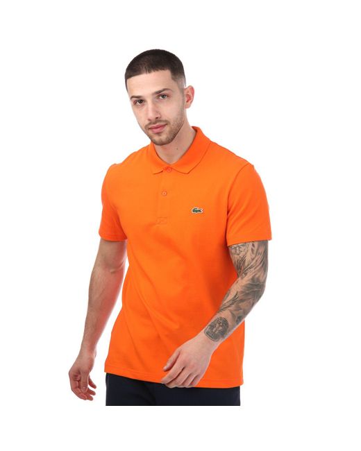 Lacoste Regular Fit Polyester Cotton Polo Shirt in Orange for Men | Lyst UK