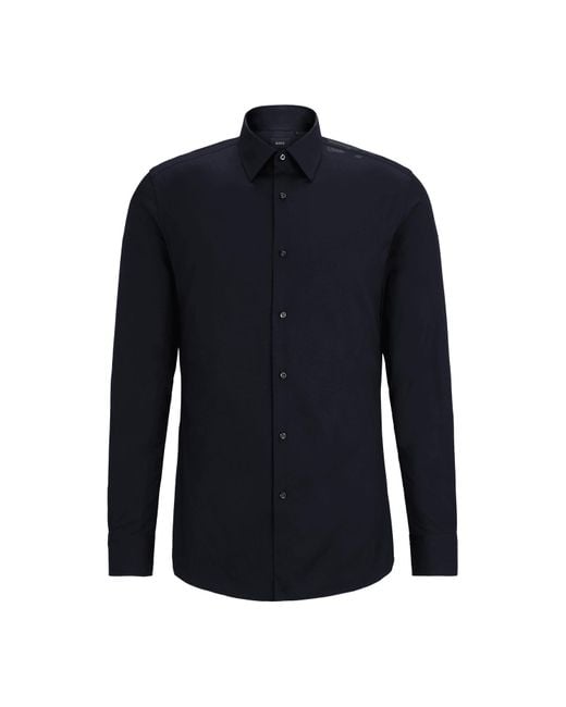 Boss Blue Slim-fit Poplin Shirt for men