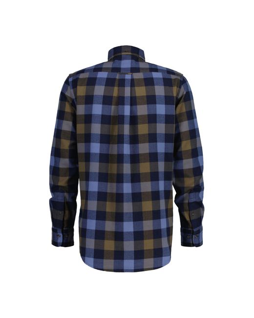 Gant Blue Regular Fit Herringbone Flannel Checked Shirt for men