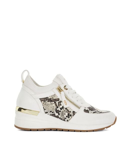 Dune White Eilisia Wedge Trainers Size 4