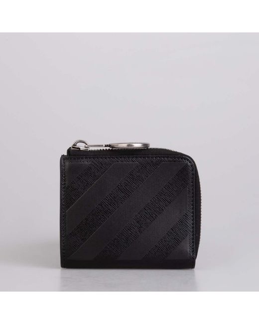 Off-White c/o Virgil Abloh Black Off- Accessories Off Binder Diagonal Saffiano Zip Wallet for men