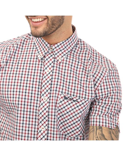 Ben Sherman Gray Short Sleeve Gingham Shirt for men