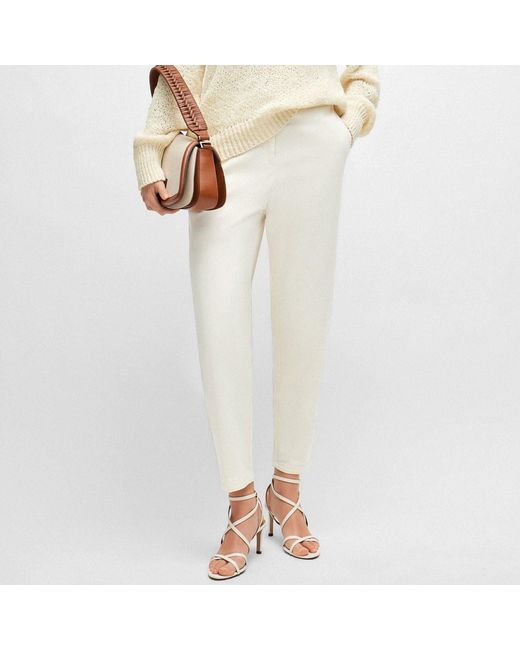 Boss White Tolinda-D Elasticed Waistband Trousers