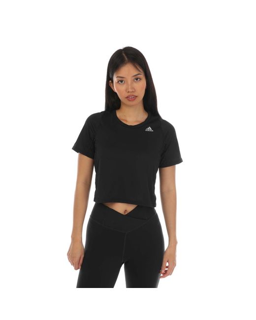 Adidas Black Cropped Running T-shirt