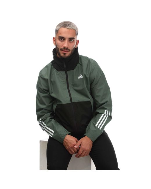 Adidas Green 3 Stripes Rain Rdy Jacket for men