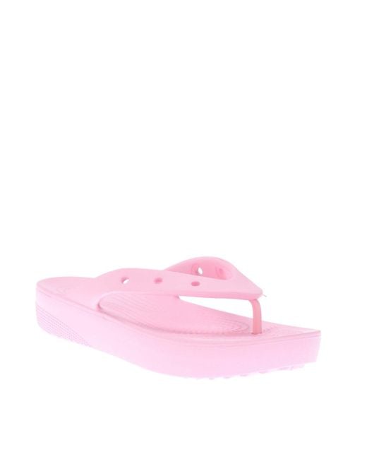 CROCSTM Pink Classic Platform Flip Flops