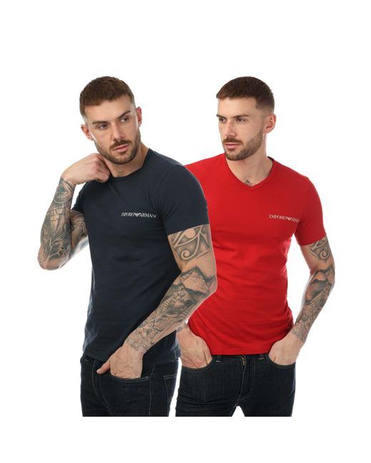 Emporio Armani Red 2 Pack Underwear Logo T-shirt for men