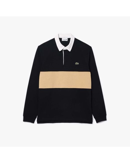 Lacoste Black Relaxed Fit Cotton Rugby Shirt for men