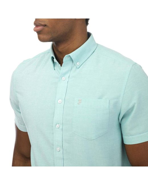 Farah Blue Drayton Short Sleeve Shirt for men