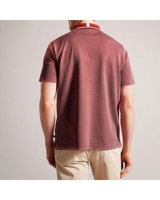 Ted Baker Red Arts Mini Jacquard Stitch Polo for men