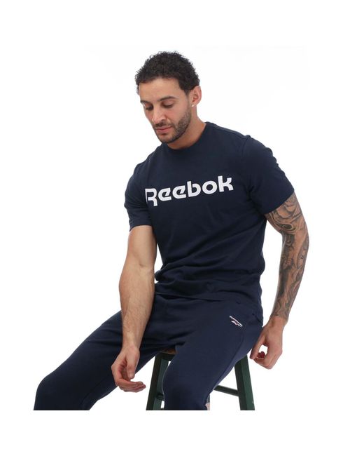 Reebok Blue Graphic Series Linear Logo T-shirt for men