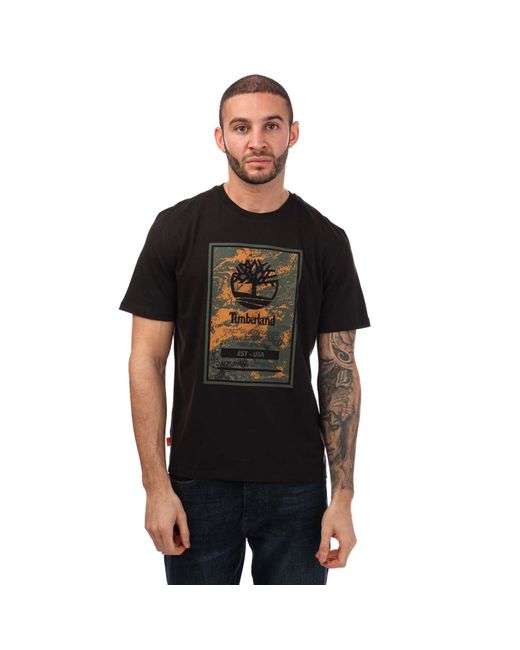 Timberland Black Printed Logo T-shirt for men