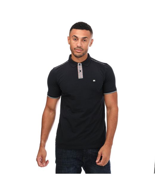 Weekend Offender Black Teresina Check Trim Polo Shirt for men