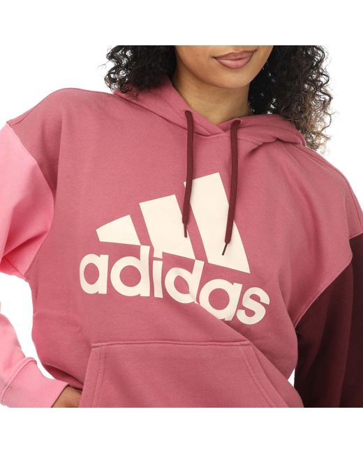 Adidas Red Essentials Big Logo Oversized Hoodie