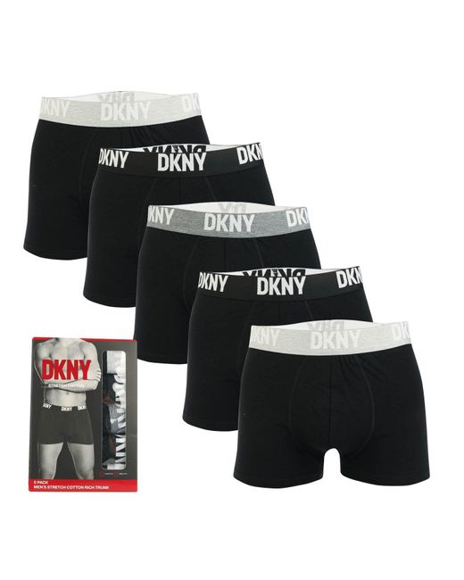 DKNY Black Portland 5 Pack Trunk Boxer Shorts for men