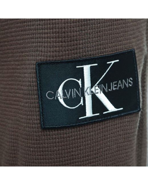 Calvin Klein Gray Monogram Badge Waffle Sweatpants for men