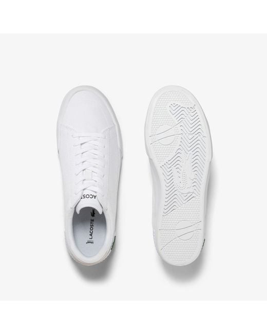 Lacoste White L004 Lace Up Shoes for men