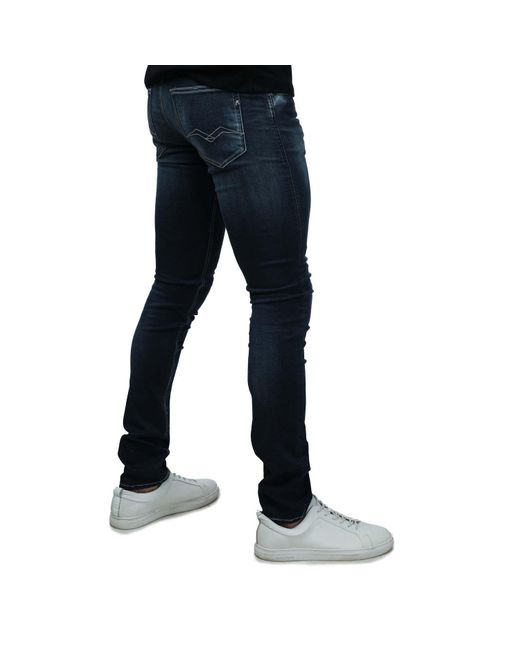 Replay Blue Hyperflex Stretch Denim Jeans for men