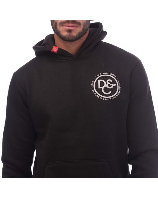 Duck and Cover Black Macksony Graphic Hoodie for men