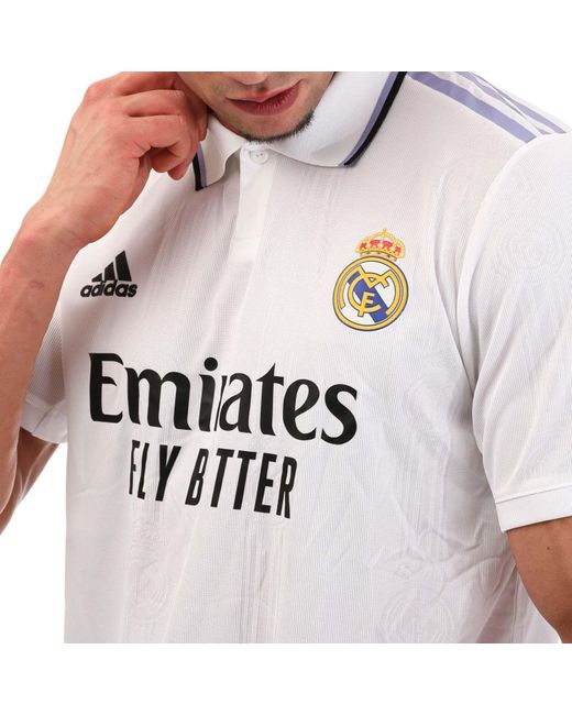 Adidas White Real Madrid 2022/23 Authentic Home Jersey for men