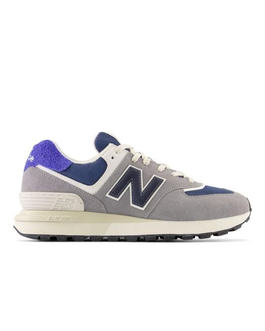 New Balance Blue 574 Legacy In Grey/black Suede/mesh for men