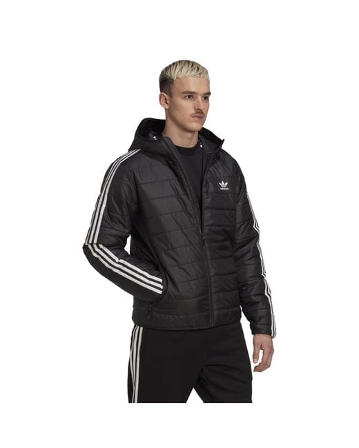 Adidas Originals Black Padded Hooded Puffer Jacket for men