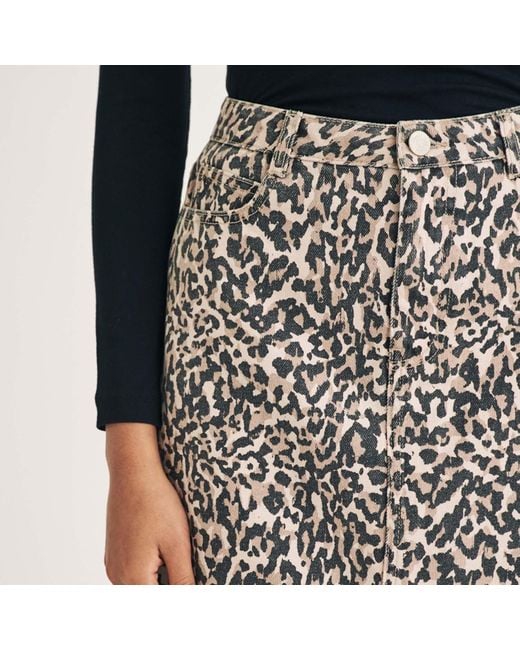 Nobody's Child Brown Nobodys Leopard Print Denim Column Midi Skirt