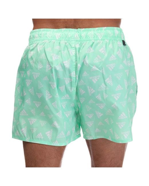 Adidas Green Logo Print Swim Shorts for men
