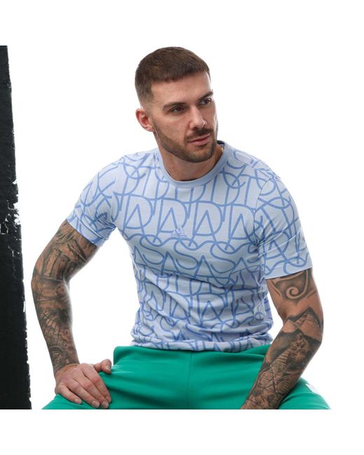 Adidas Blue Script Print T-shirt for men