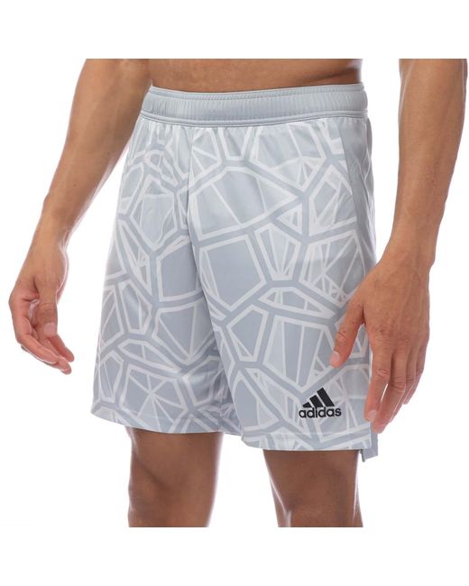 Adidas Blue Graphic Print Moisture-Wicking Goalkeeper Shorts for men