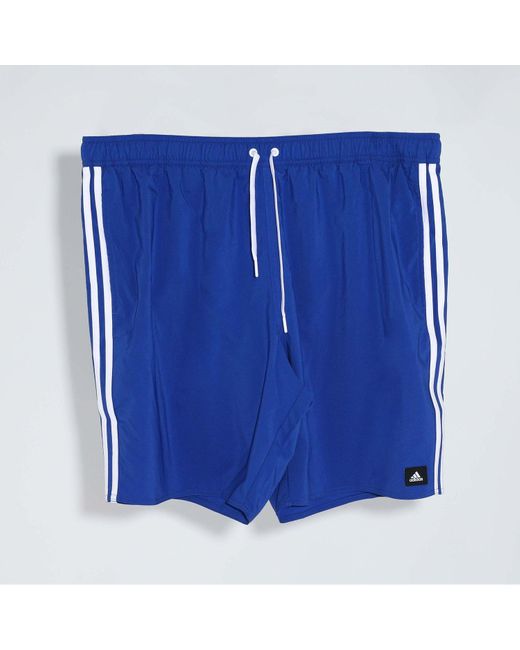 Adidas Blue 3 Stripes Swim Shorts for men