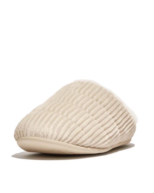 Fitflop Natural Chrissie Fleece-lined Corduroy Slippers