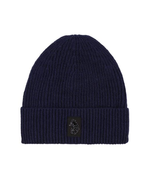 KNITTED BEANIE HAT IN BLACK WOOL AND RABBIT FUR 439678 main image 1