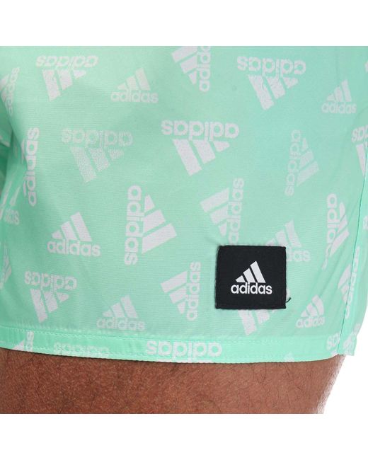 Adidas Green Logo Print Swim Shorts for men