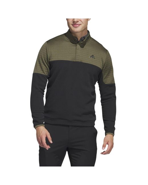 Adidas Green Golf Dwr Colourblock Quarter Zip Pullover for men