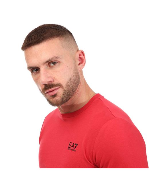 EA7 Red Small Logo Crew Neck Sweatshirt for men