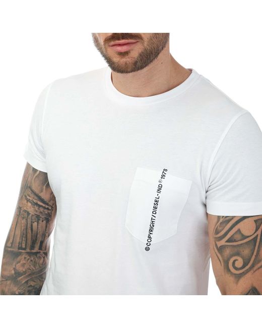 DIESEL White T-rubin Pocket Maglietta T-shirt for men