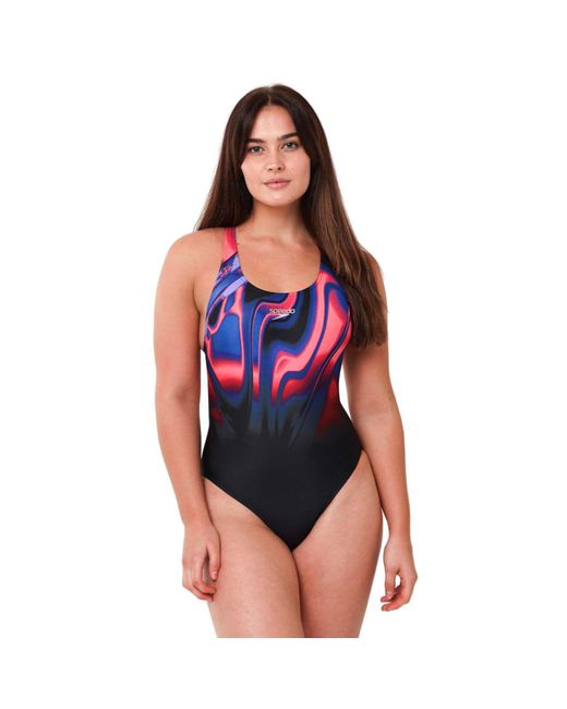Speedo Blue Placement Digital Powerback Swimsuit